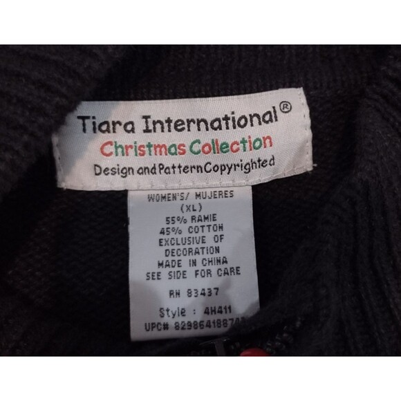 Tiara International Cardigan Size X-Large Black Sweater Cardinal Sequin Holiday - Picture 12 of 12